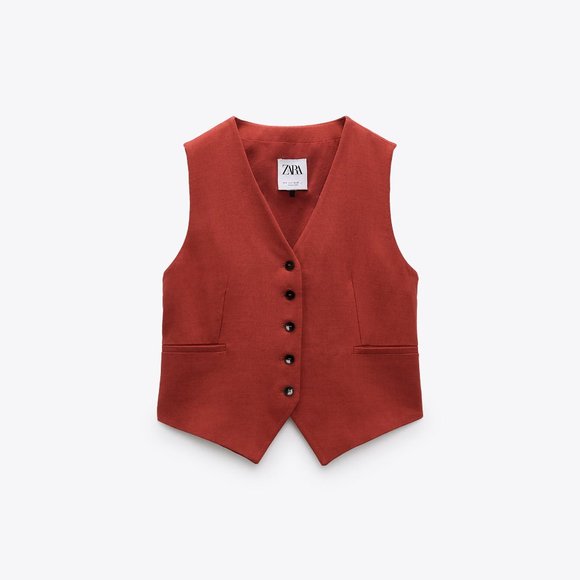 ZARA | Linen Blend Vest - Picture 2 of 5